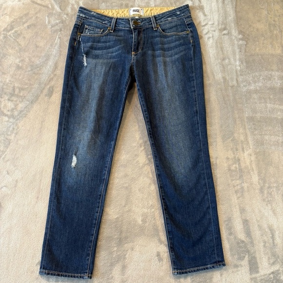 Paige Jimmy Jimmy Crop Distressed Denim Jeans Sz 27 - Picture 1 of 12